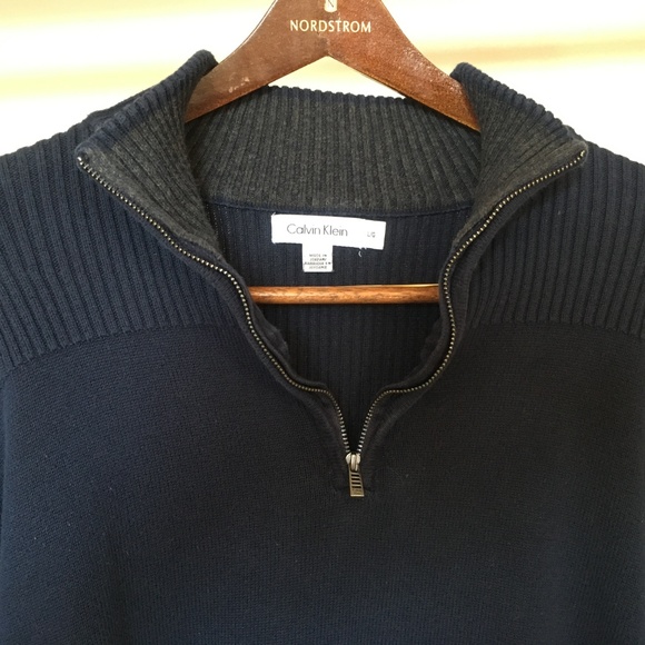 Calvin Klein Men's Quarter-Zip Pullover Navy - Picture 6 of 6